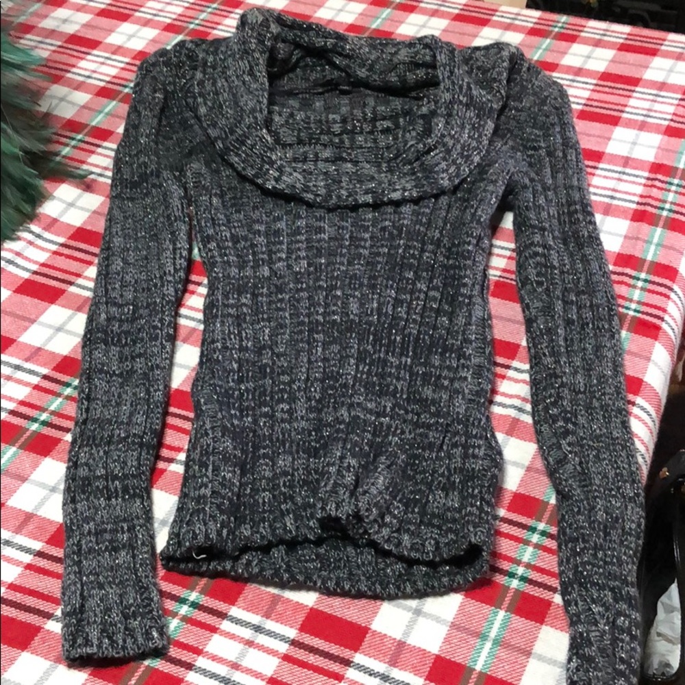 Black/Charcoal & hint of silver thread loose cowl